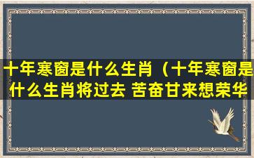 十年寒窗是什么生肖（十年寒窗是什么生肖将过去 苦奋甘来想荣华）